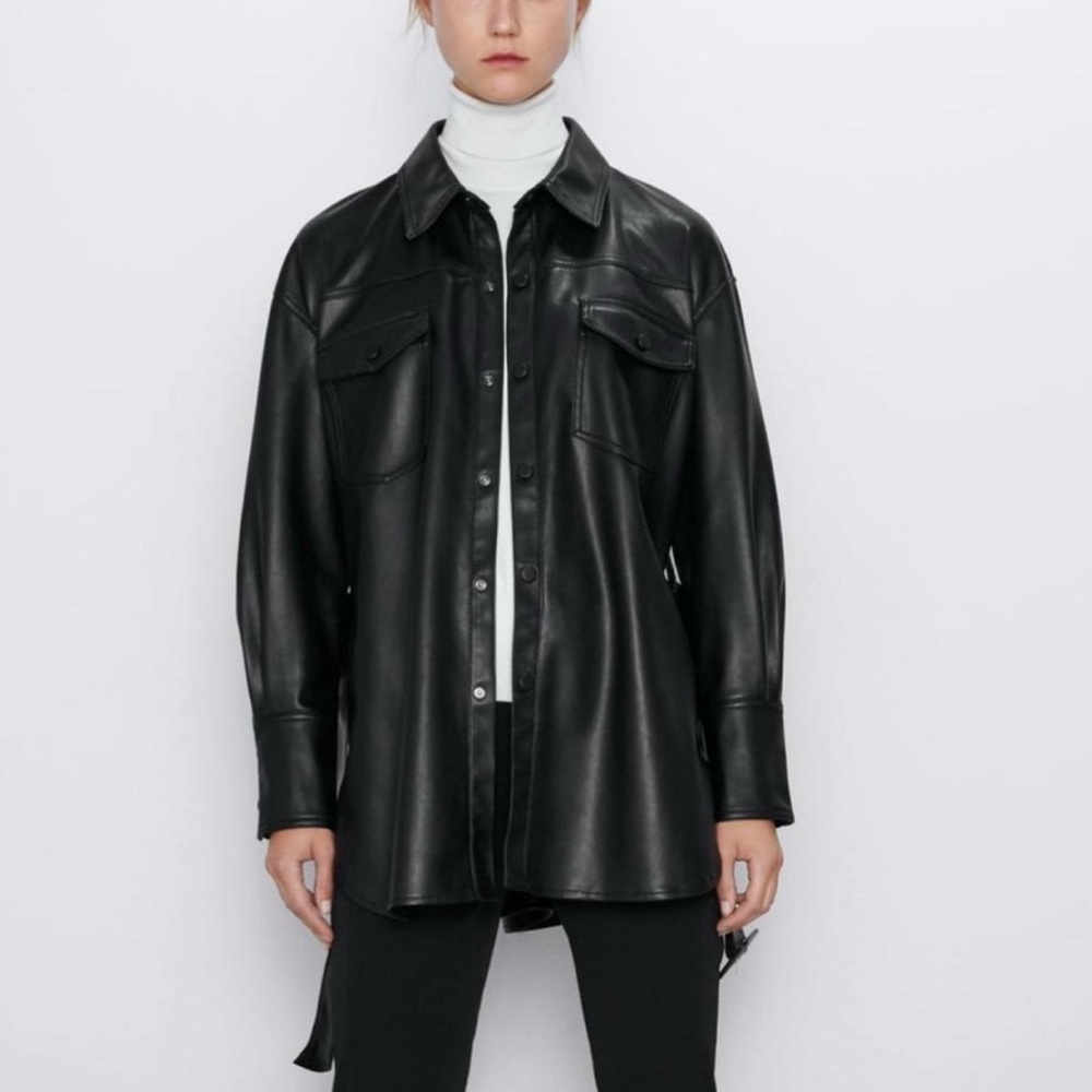 Zara Black Leather-Style Jacket